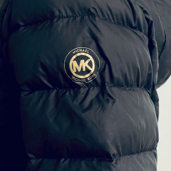 NWT Gorgeous Black MICHAEL KORS L Packable Quilted Goose Down Puffer Jacket - Picture 4 of 16